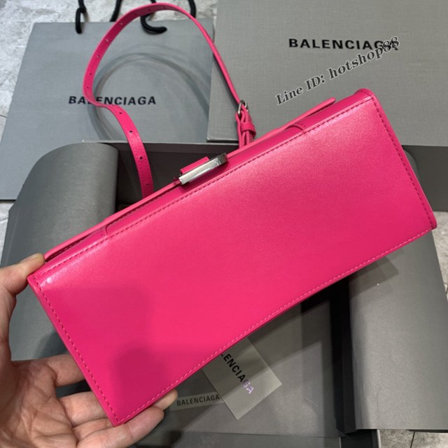 Balenciaga專櫃新款小號手提肩背女包原單沙漏包 巴黎世家平紋玫紅沙漏包 fyj1410